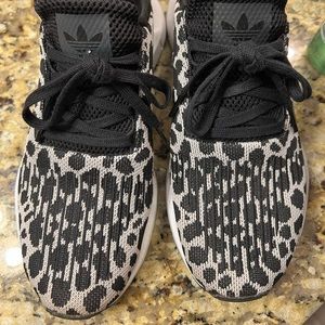 Adidas black and white leopard Swift running shoes